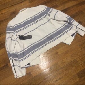 Adrianna Papell White and Blue Striped Jacket Dress Combo